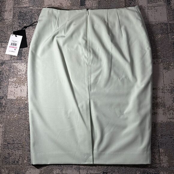 DKNY NWT Womens Asymmetrical Pencil Skirt sz 10 Rose Garden Green Office Career - Picture 6 of 12